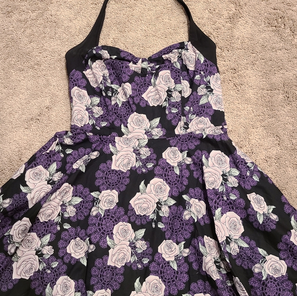Hell Bunny Roses & Spiderweb Halter Dress L